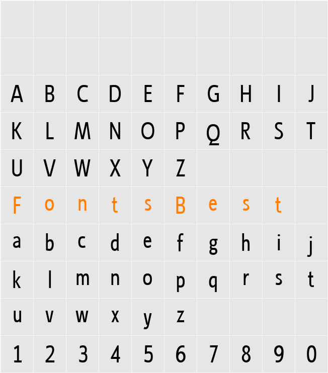 Ligurino Condensed Character Map