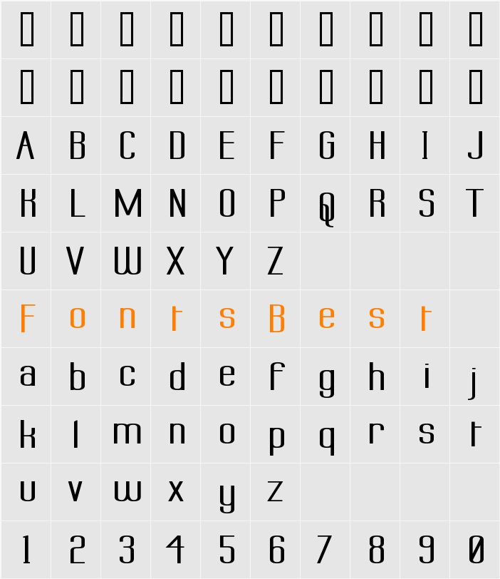 Labtop Superwide Boldish Character Map