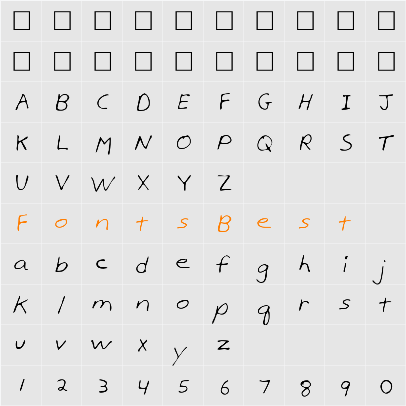 KramersHand Character Map