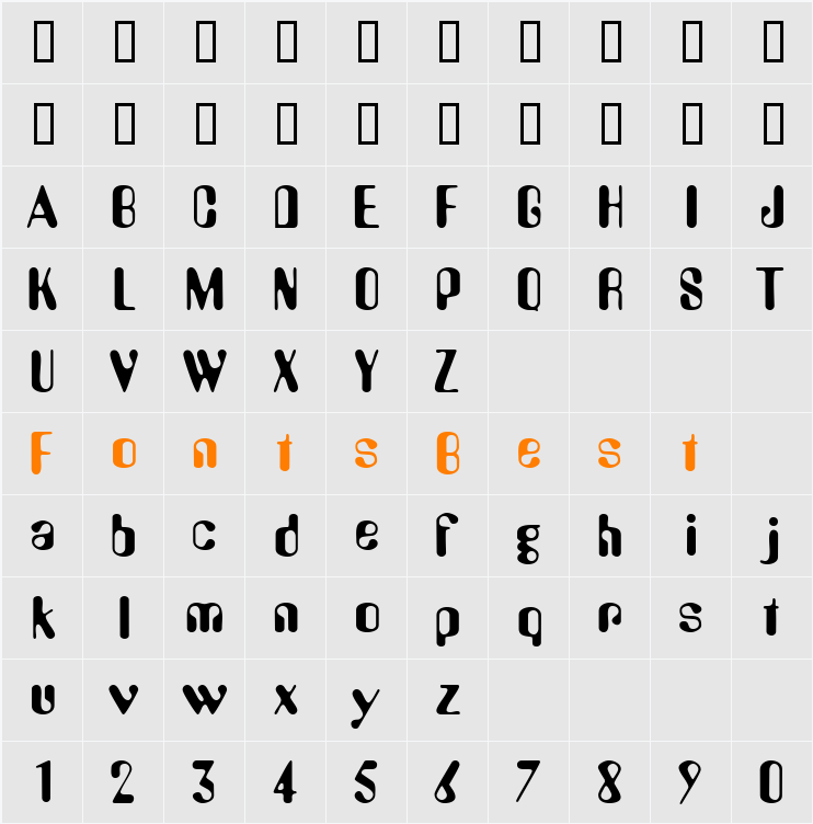 PerkleDisplaySSi Character Map