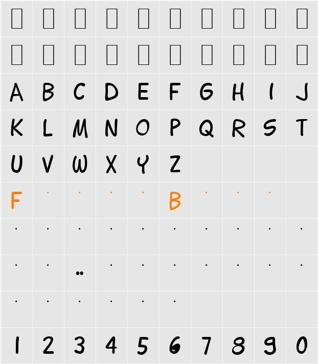Lettering1 Character Map