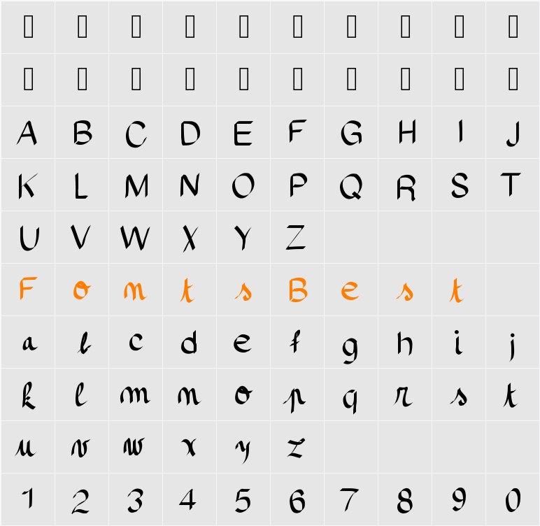 Pinceau Character Map