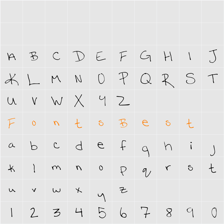 Katy handwriting 1 Character Map