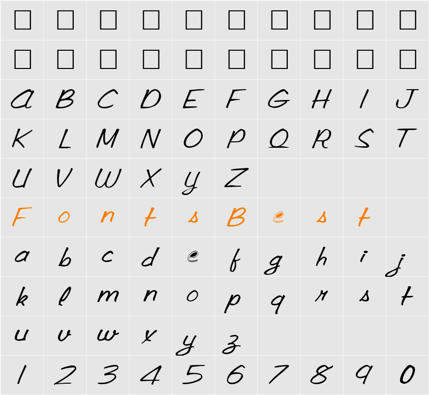 SkinTightReal74 Character Map