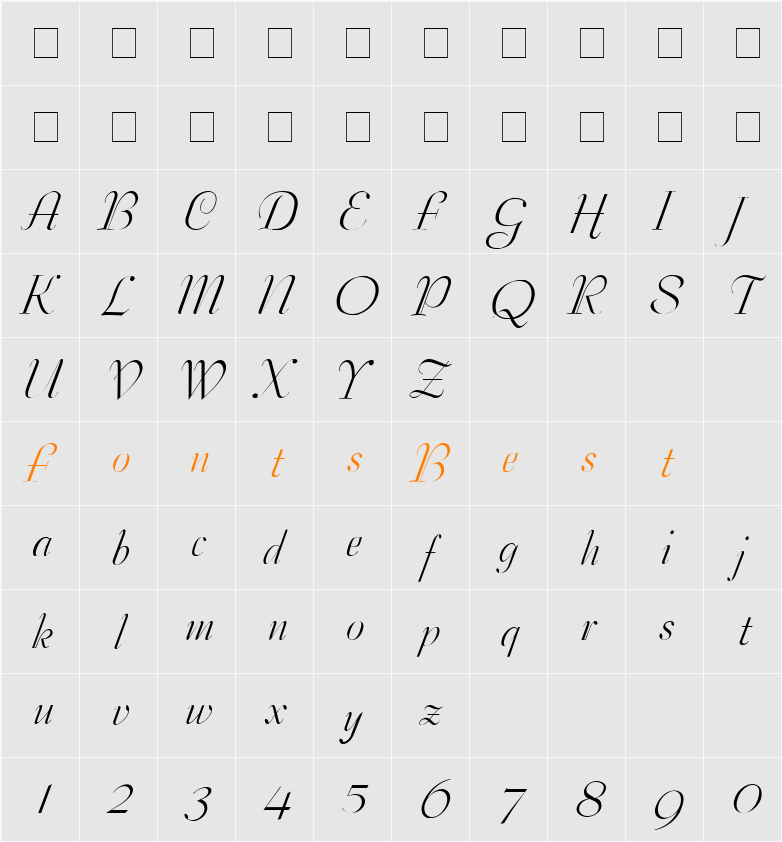 Tango Character Map