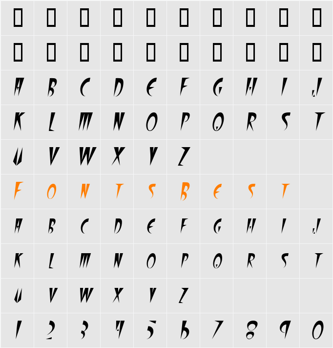 WolfgangCaps Character Map
