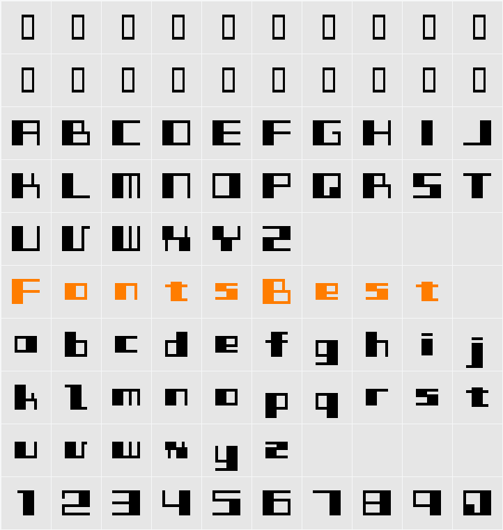 Pop TuneBitA12 Character Map