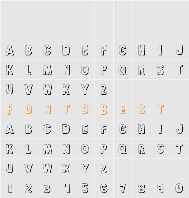 Bronic Shadow Character Map