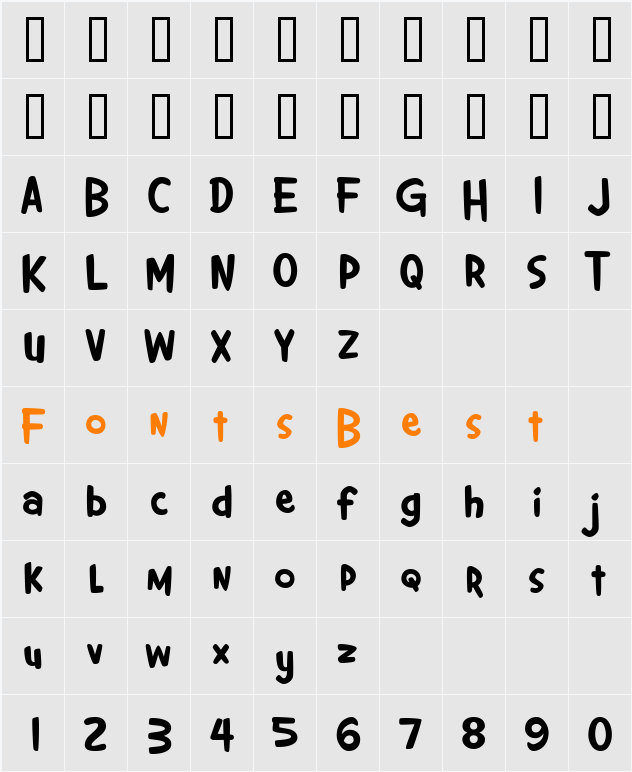 Giggles BTN Character Map