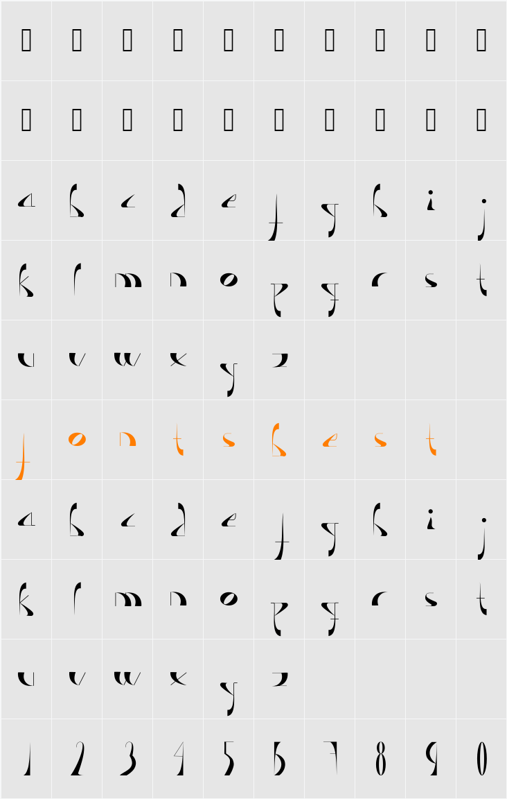 Lavande Character Map