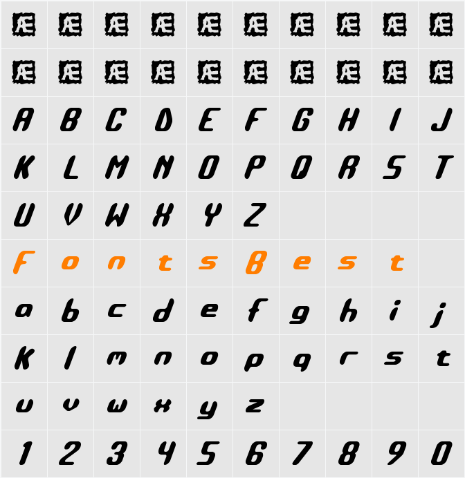 Detonate BRK Character Map