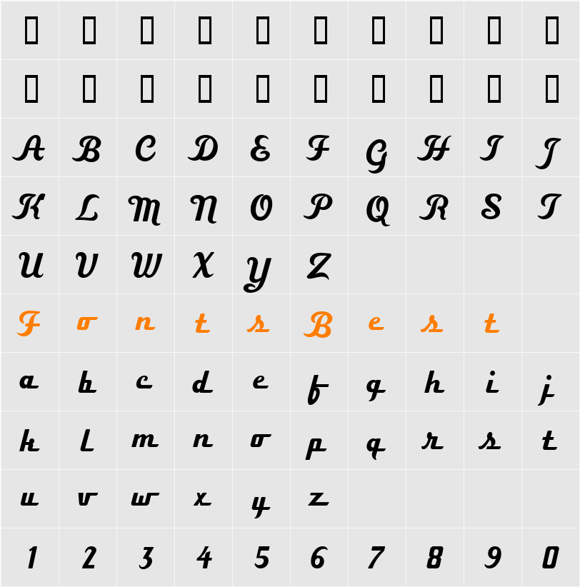 Boxer Script JF Character Map