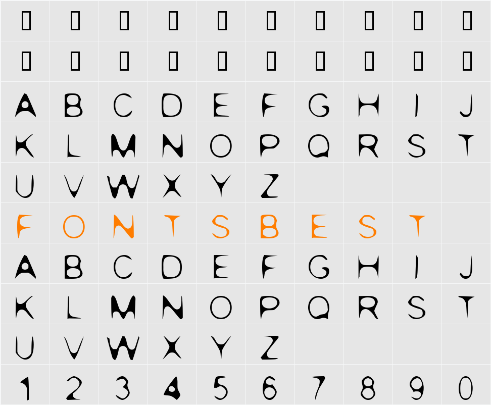 POP. 1280 Character Map