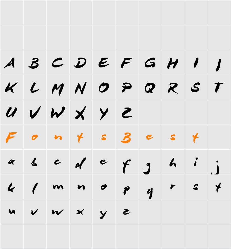 DeBorstel Brush Reduced Character Map