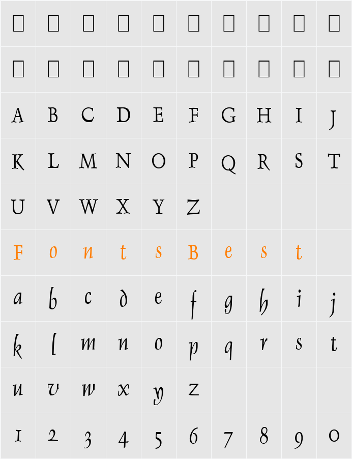 Dolphin-Condensed Character Map