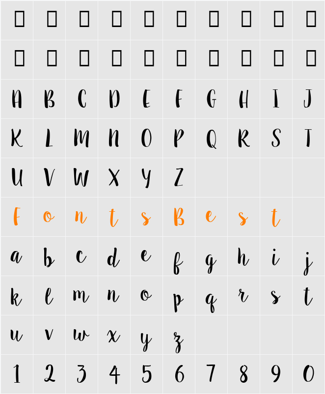 Sweet Pea Character Map