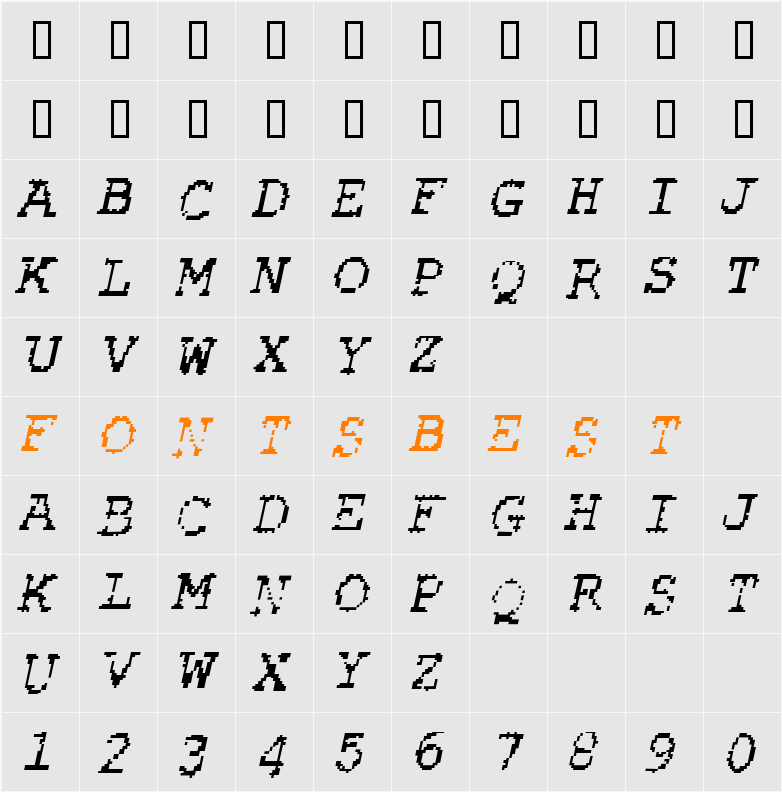 Rubber Biscuit Character Map