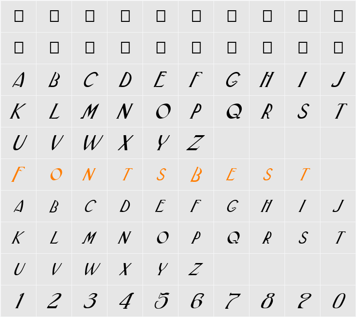 FZ BASIC 33 ITALIC Character Map