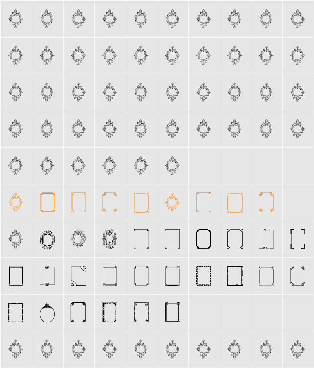 Vintage Frames 3 Character Map