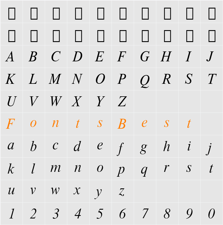 Dutch801 ItHd BT Character Map