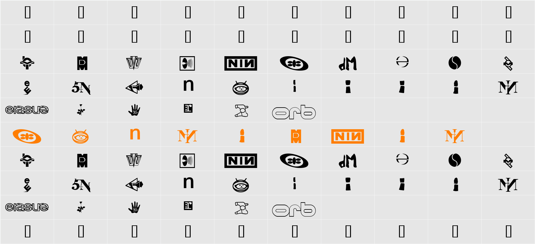 TechnoBats Character Map