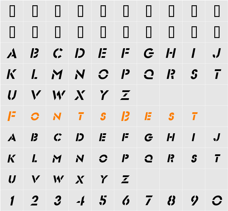 Stencil Sans Character Map