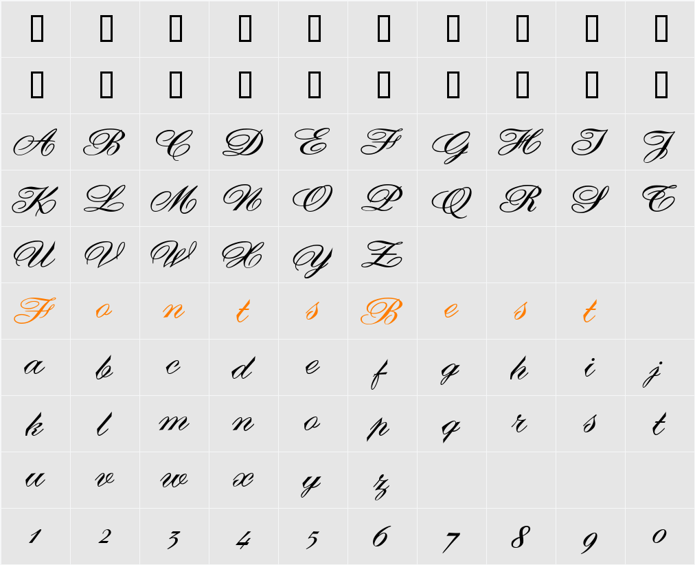 DebonairJF Character Map