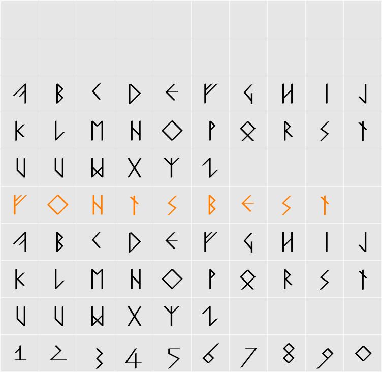 RunishQuillMK-Medium Character Map
