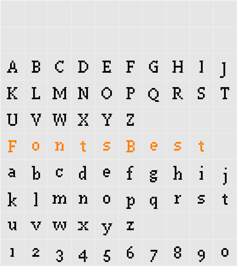 PF Westa Seven Condensed Character Map