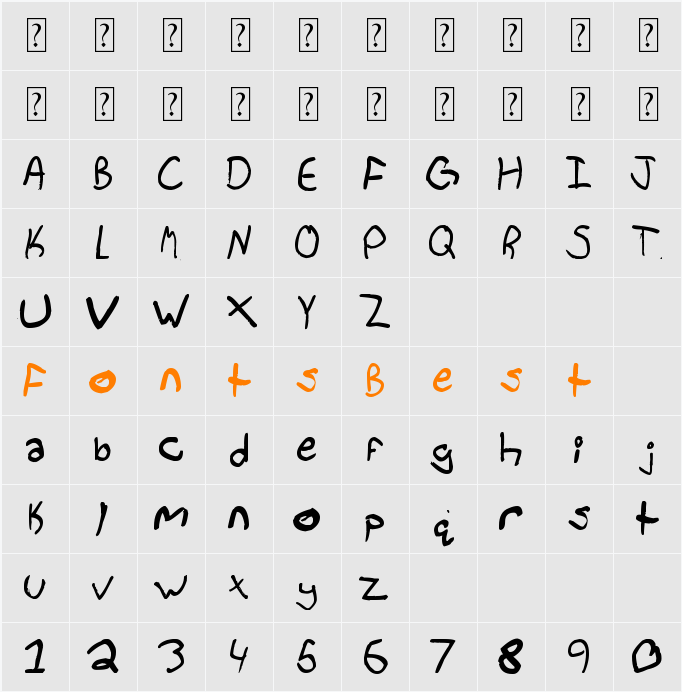 Bradley Hand Character Map