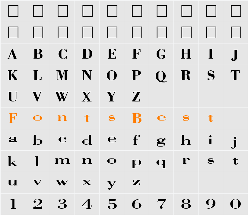 Vangard Solid Character Map