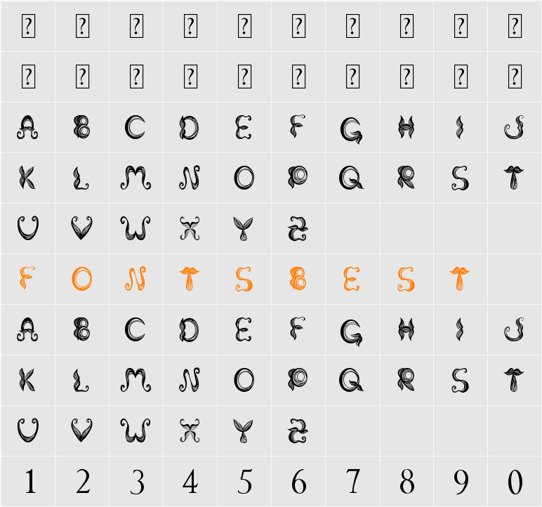 Stroke mustache Character Map