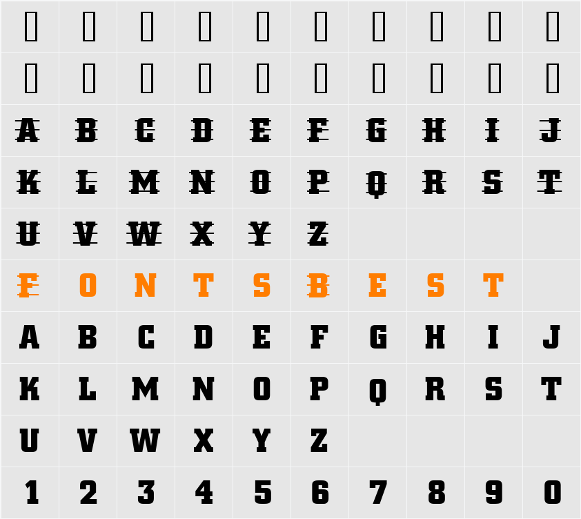 a_CityNovaTtD3StrCmb Character Map