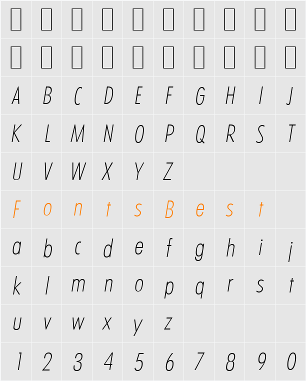 LimerickCdSerial-Xlight Character Map