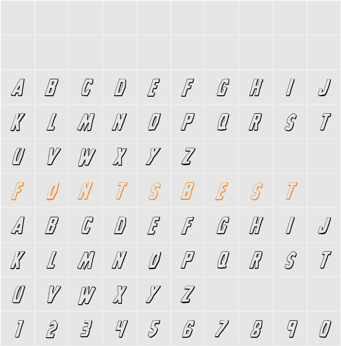 Grim Ghost 3D Italic Character Map