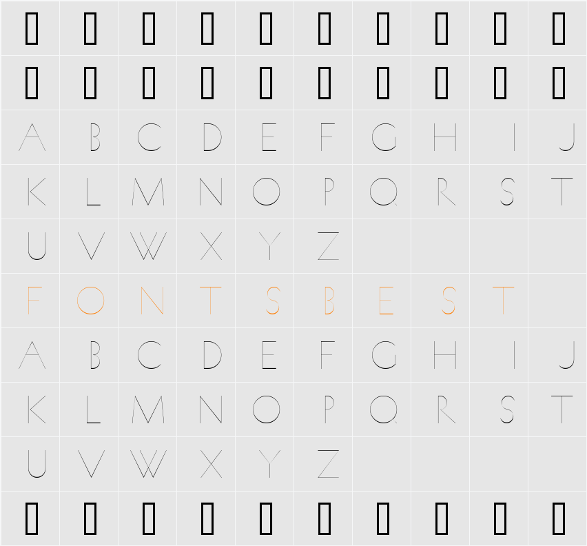Koch Quadrat Inline Character Map