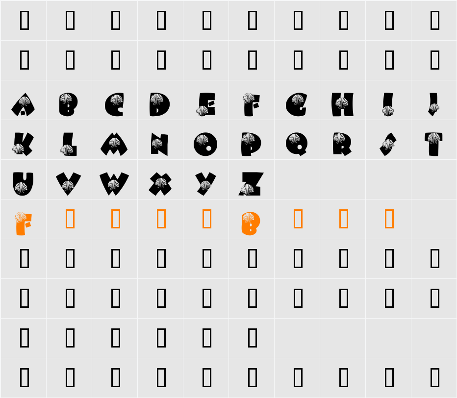 LMS She-Shells Character Map