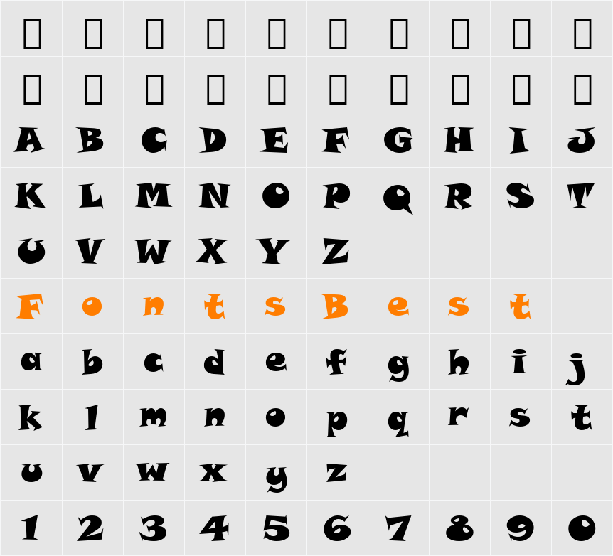 Snap ITC Character Map