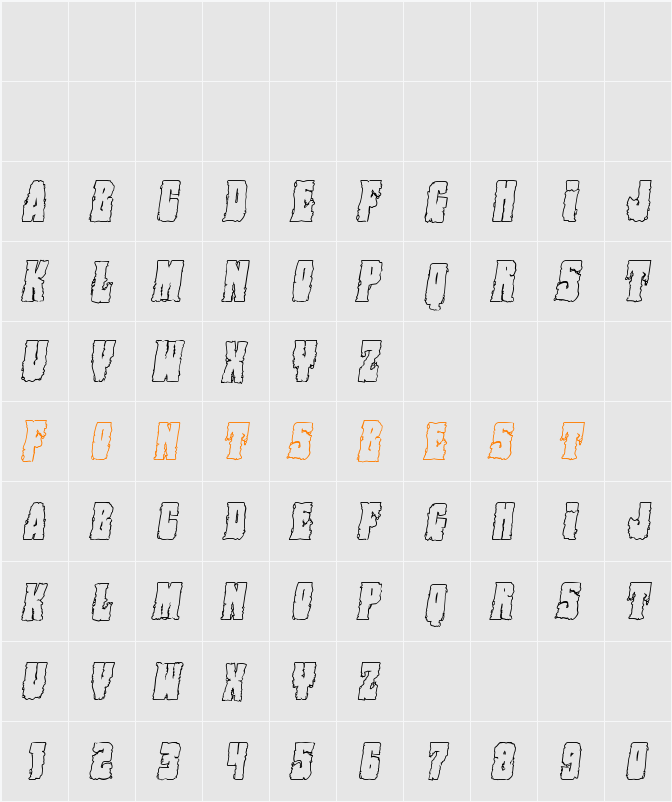Bog Beast Outline Italic Character Map