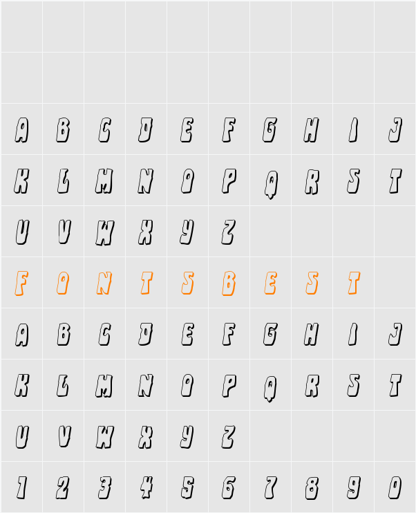 Pocket Monster Shadow Italic Character Map