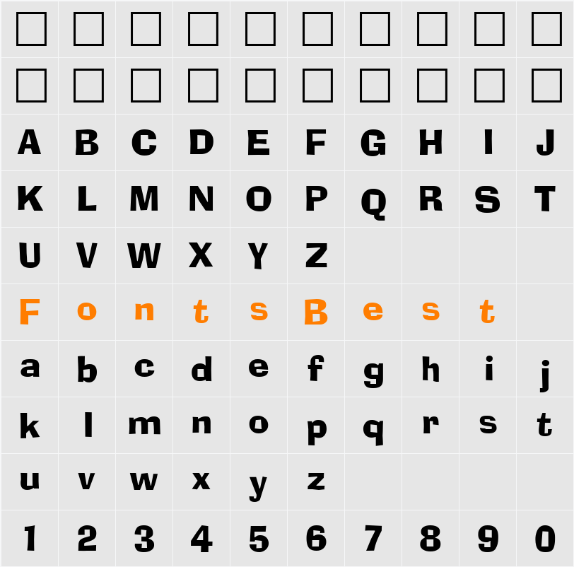 Blox Condensed Character Map