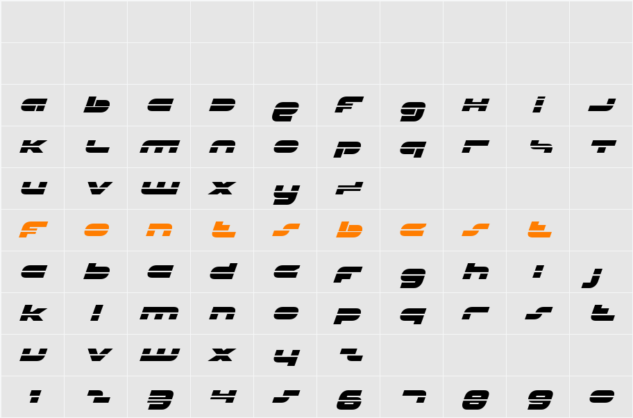 uni-sol Laser Italic Character Map