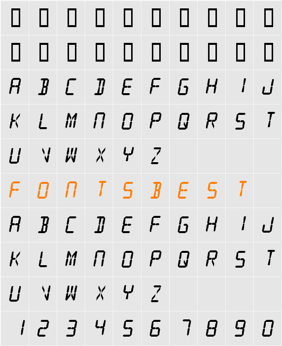 Digital Readout Thick Character Map