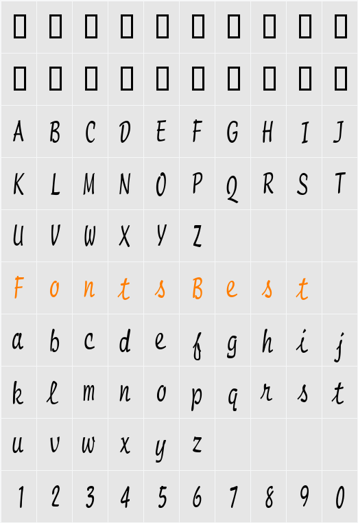 ScriptMonoCondensed Character Map