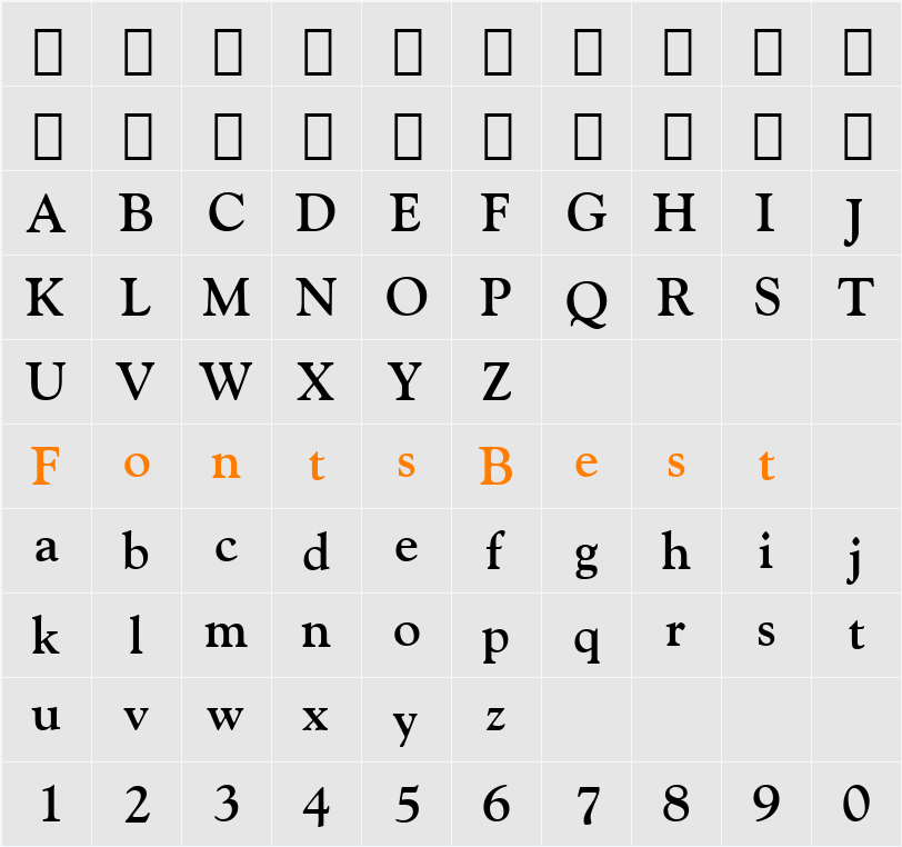 GoudyOlSt BT Character Map