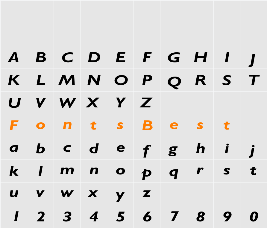 GillSans-BoldItalic Wd Character Map
