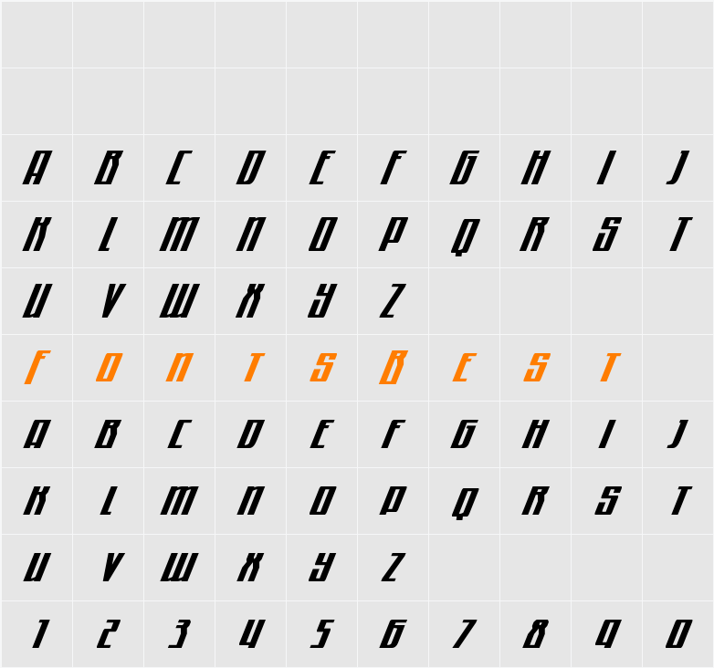 Quantum of Malice Condensed Italic Character Map