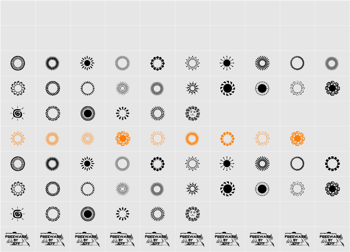Sundings JL Character Map