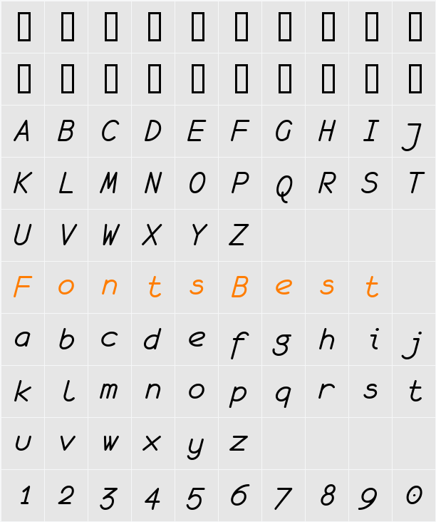 monofur Character Map