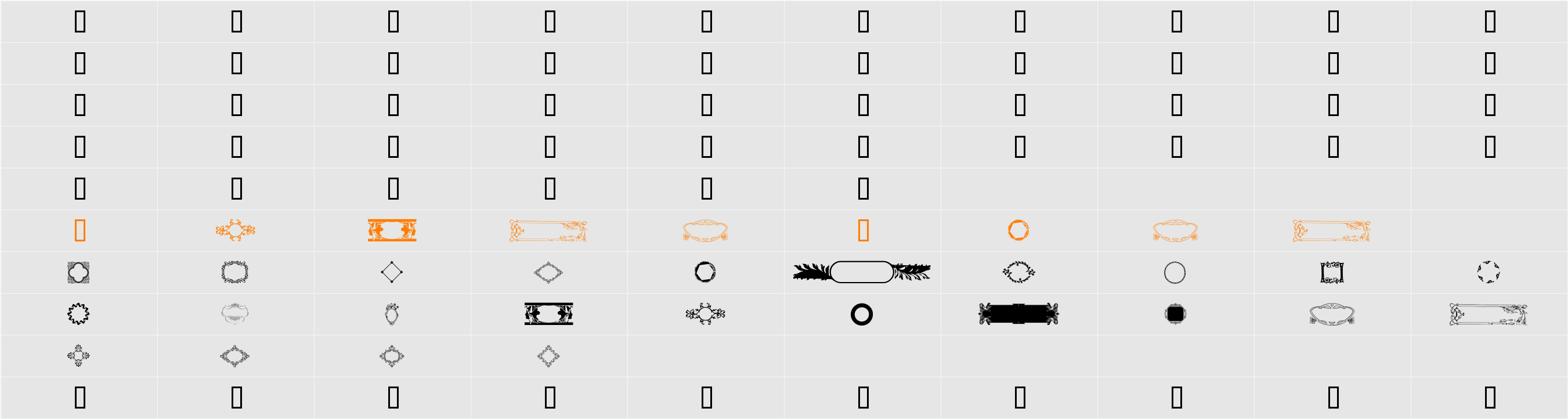 Ornamental Frames I Character Map